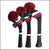 3 couvre clubs de golf (1 driver / 1 bois de parcours / 1 hybride) Noir, rouge et blanc